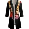 Lily | Black & Yellow Floral Longline Open Blazer - Women