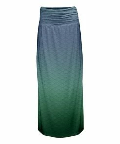 Lily | Blue & Green Ombré Ruched-Waist Maxi Skirt - Plus