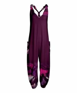 Lily | Purple & Pink Abstract-Trim Harem Jumpsuit - Women