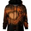 Lily | Black & Rust Tie-Dye Heart Chest-Pocket Hoodie - Women & Plus