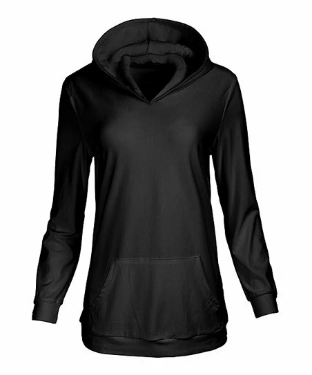 Lily | Black Kangaroo-Pocket Hoodie - Plus 1 Lily | Black Kangaroo-Pocket Hoodie - Plus