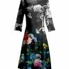 Lily | Gray & Blue Floral Long-Sleeve A-Line Dress - Women & Plus