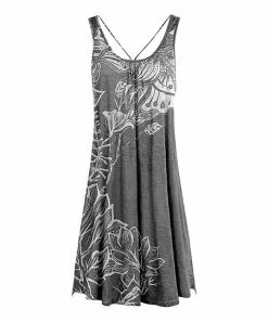 Lily | Gray & White Floral Scoop Neck Sleeveless Dress - Women & Plus