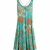 Lily | Aqua & Coral Floral Scoop Neck Sleeveless Dress - Women