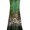 Lily | Green & Brown Floral Keyhole-Back Sleeveless Dress - Women