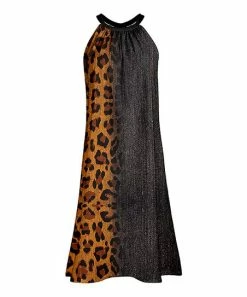 Lily | Gray & Brown Leopard Yoke Dress - Plus