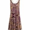 Lily | Purple & Beige Paisley Scoop Neck Sleeveless Dress - Women