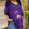 Lily | Purple & Black Flamingo Ruffle-Sleeve V-Neck Tunic - Women