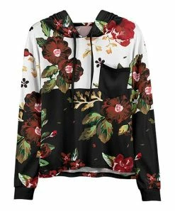 Lily | Black & Red Floral Hoodie - Plus