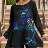 Lily | Black & Blue Floral Handkerchief Tunic - Women