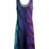 Lily | Purple & Turquoise Abstract Leaf Scoop Neck Sleeveless Dress - Women