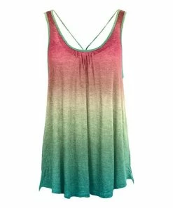Lily | Pink & Green Ombré Color Block Sleeveless Swing Tunic - Women