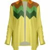 Lily | Yellow & Green Chevron Open-Front Sidetail Cardigan - Plus