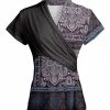 Lily | Gray & Pink Arabesque-Contrast Surplice Short-Sleeve Tunic - Women