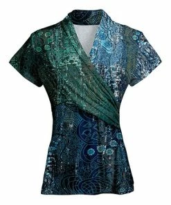 Lily | Blue & Green Paisley Surplice Short-Sleeve Tunic - Women