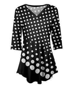 Lily | Black & White Dot V-Neck Tunic - Women