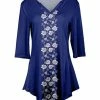 Lily | Blue & White Floral V-Neck Tunic - Women
