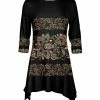 Lily | Black & Beige Floral Sidetail Tunic - Women