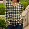 Lily | Black & Olive Plaid Long-Sleeve V-Neck Tunic - Plus
