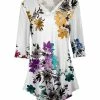 Lily | White Floral V-Neck Tunic - Plus