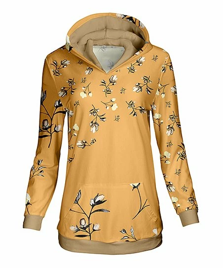 Lily | Gold & Cream Floral Hoodie - Women 1 Lily | Gold & Cream Floral Hoodie - Women