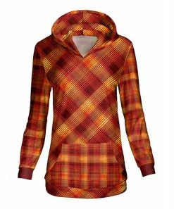 Lily | Orange & Rust Plaid Hoodie - Plus
