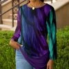 Lily | Purple & Turquoise Abstract Long-Sleeve Tunic - Women