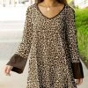 Lily | Brown Leopard V-Neck Bell-Sleeve Tunic - Plus