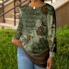 Lily | Green & Brown Floral Script Long-Sleeve Tunic - Plus