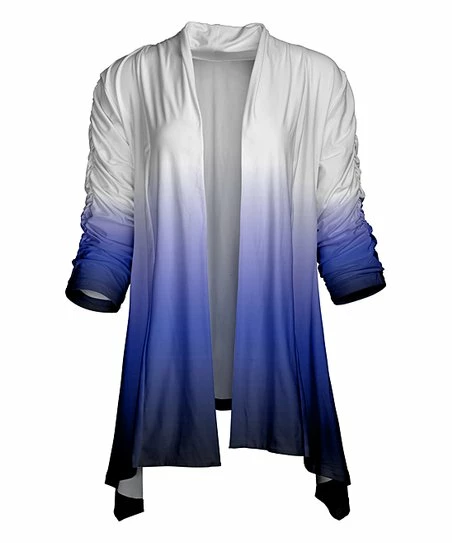 Lily | Blue & White Ombré Open Cardigan - Women 1 Lily | Blue & White Ombré Open Cardigan - Women