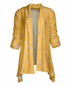 Lily | Yellow & Pink Bloom Open Cardigan - Women