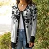 Lily | Black & White Floral Snap-Button Cardigan - Plus
