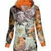 Lily | Mint & Orange Floral Abstract Hoodie - Plus