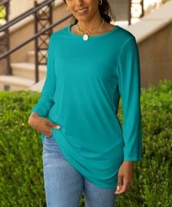 Lily | Turquoise Long-Sleeve Tunic - Plus