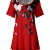 Lily | Red & Black Floral Scoop Neck Tunic - Women & Plus