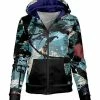 Lily | Black & Blue Abstract Pocket Zip Hoodie - Women