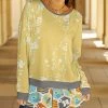 Lily | Yellow & Turquoise Floral Honeycomb Faux-Layered Long-Sleeve Tunic - Women & Plus