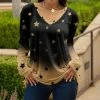Lily | Black & Beige Star Ombré Long-Sleeve V-Neck Tunic - Women
