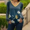 Lily | Navy & Yellow Floral V-Neck Tunic - Plus