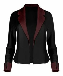 Lily | Black & Red Pin Dot Notched-Lapel Blazer - Plus