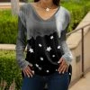 Lily | Black & Gray Abstract Star Long-Sleeve V-Neck Tunic - Women