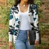 Lily | White & Teal Floral Snap-Button Cardigan - Women & Plus