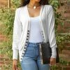 Lily | White Snap-Button Cardigan - Women