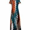 Lily | Teal & Orange Abstract Short-Sleeve Maxi Dress - Plus