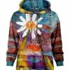 Lily | Blue & Mauve Brushstroke Floral Loose-Fit Pocket Hoodie - Women & Plus