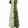 Lily | Olive & Cream Floral Color Block Handkerchief Maxi Dress - Women