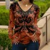Lily | Orange & Black Abstract V-Neck Hi-Low Tunic - Plus