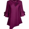 Lily | Purple Button-Accent Shawl-Collar Tunic - Plus