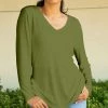 Lily | Olive Long-Sleeve V-Neck Tunic - Plus