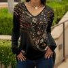 Lily | Black & Rust Abstract Leopard Long-Sleeve V-Neck Tunic - Women